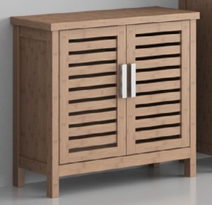 Carbonized Horizontal Solid Bamboo Bathroom Cabinet